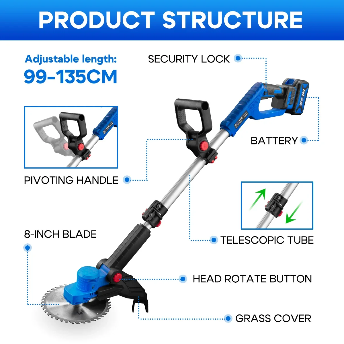 Самая продаваемая портативная электрическая синяя газонокосилка ручная с