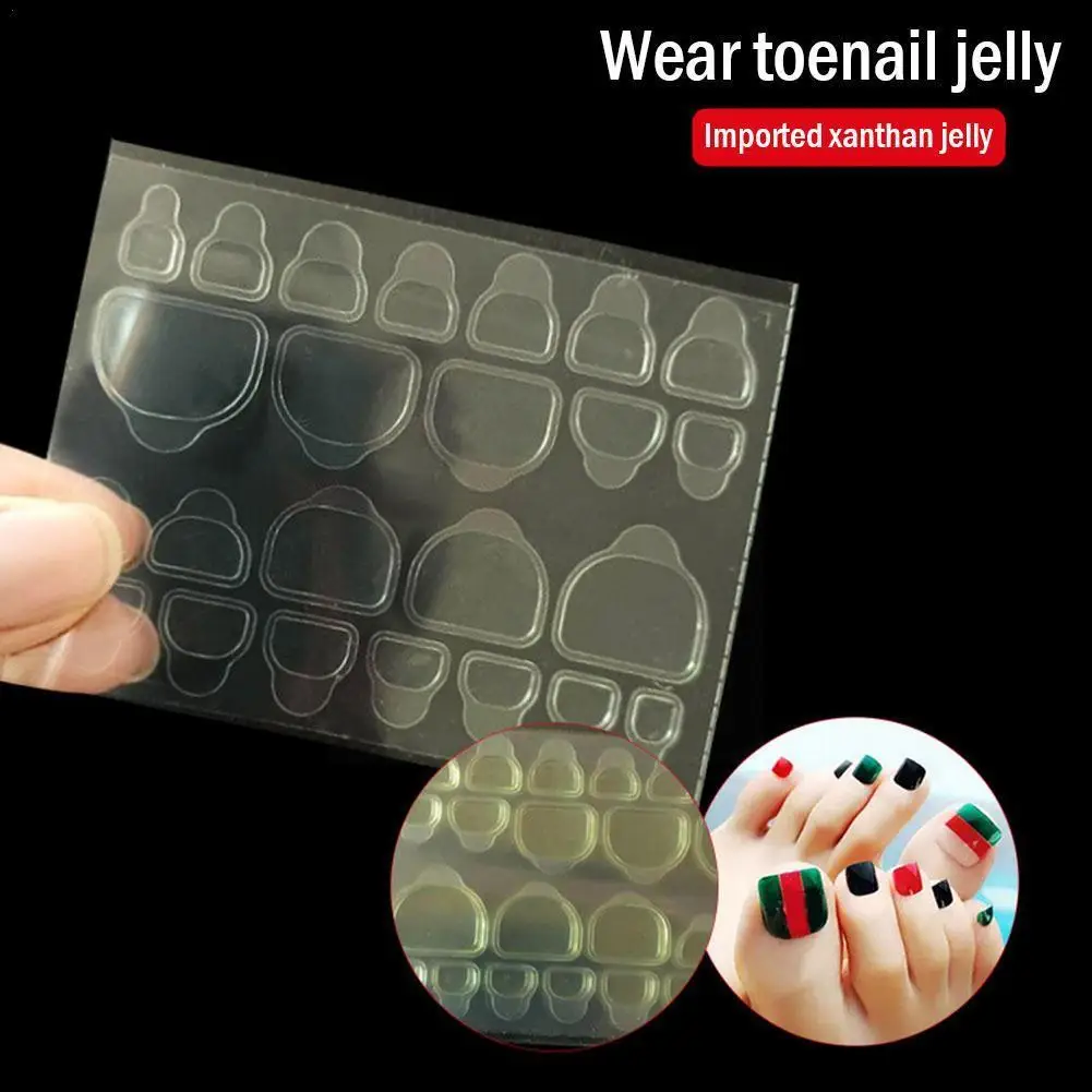 

24pcs/set Transparent Invisible Double-sided Adhesive Jelly Stickers Sticker Reusable Toe Foot Nail Waterproof Nail T6Q4