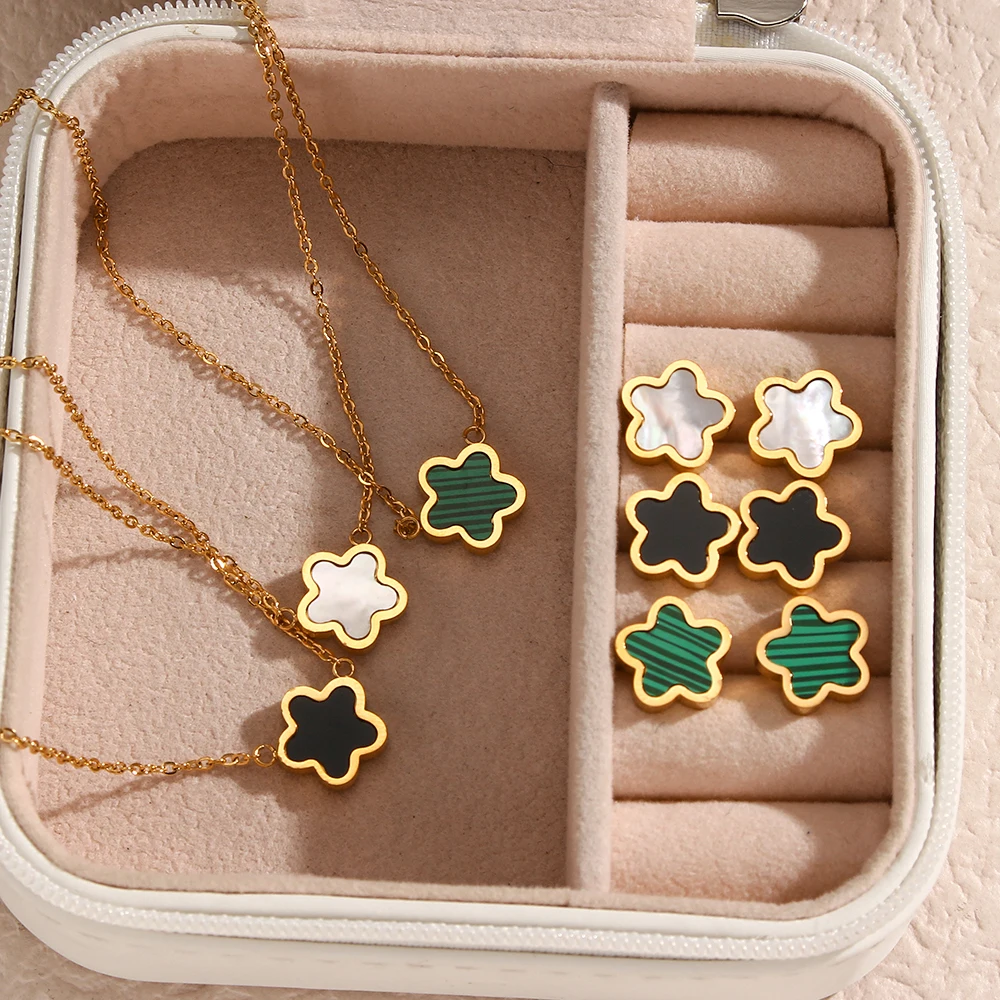 Серьги-гвоздики из нержавеющей стали с подвеской ожерелье и ювелирный набор |