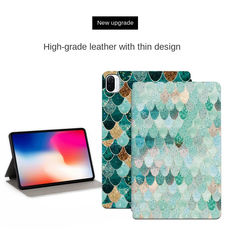 

Colorful Painted Flip Leather Case with Stand for Xiaomi Pad 4 5 Pro 12.4 inch Intelligent Silicone Case with Wake Up Function
