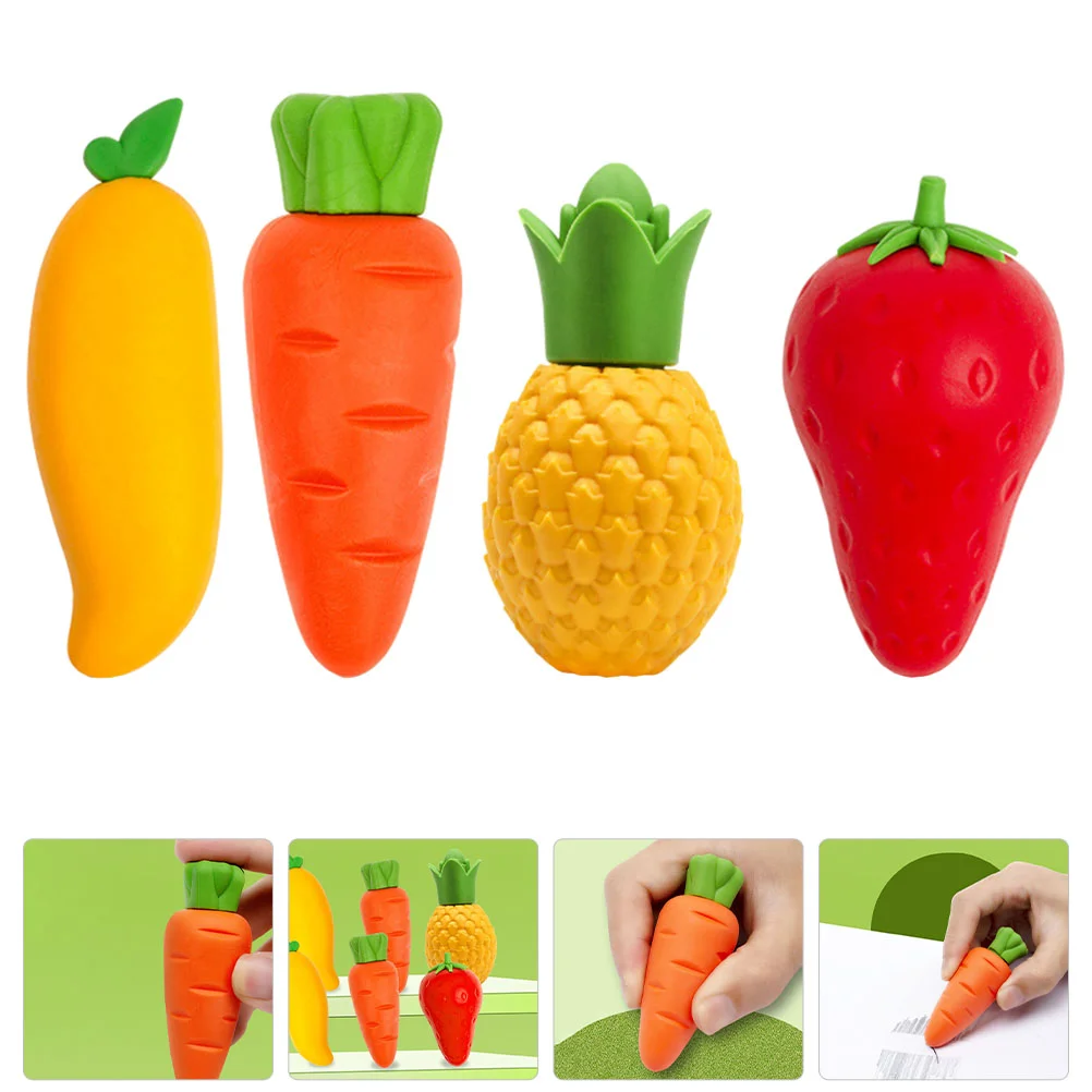 

Erasers Eraser Kids Stationerycartoon Students Painting Fruit Fillerdrawing Carrot Novelty School Bulk Mango Strawberry Children
