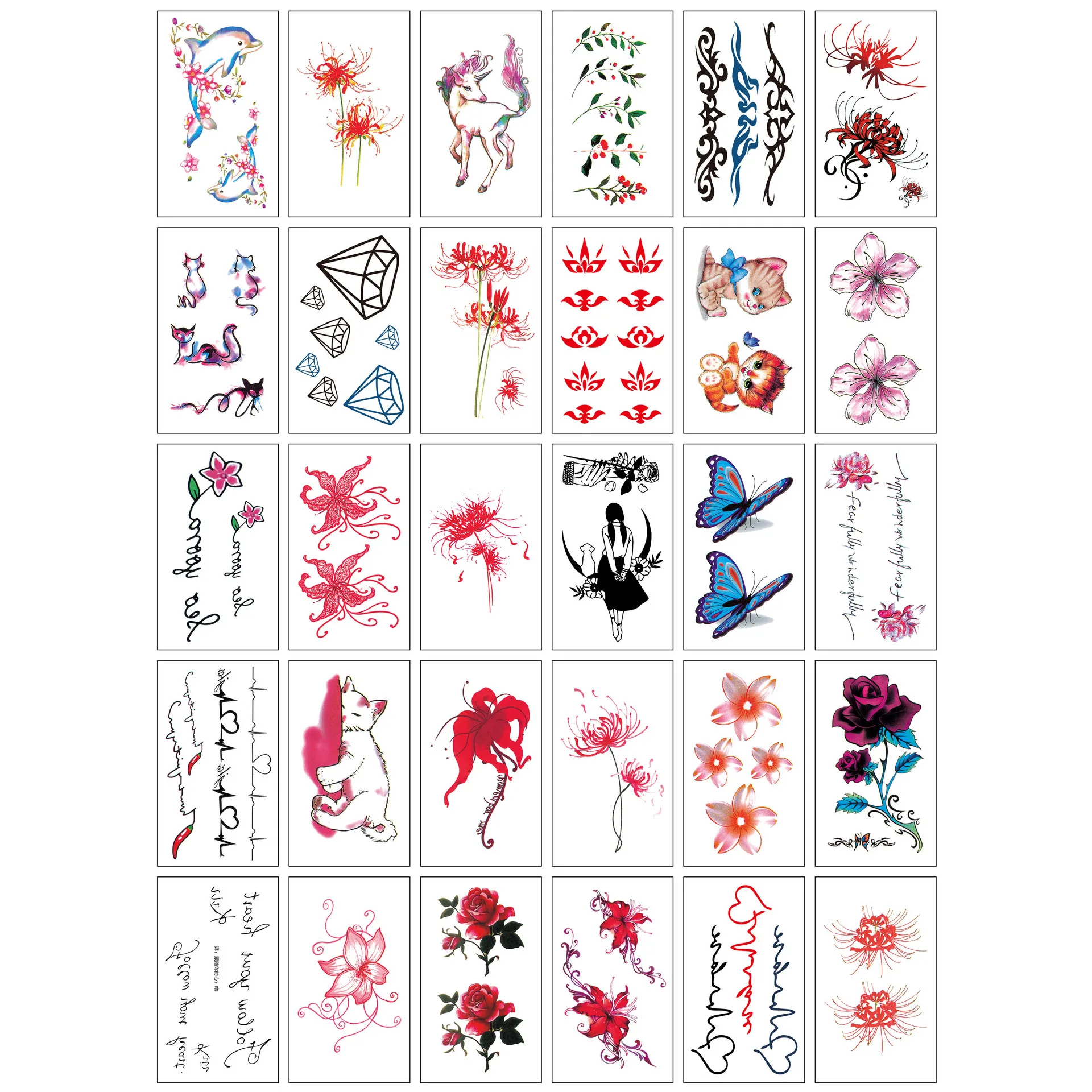 

Temporary Tattoos Dolphins Butterflies Flowers Cats Waterproof Stickers Children Adults Body Decorations Fake Tattoos Body Art