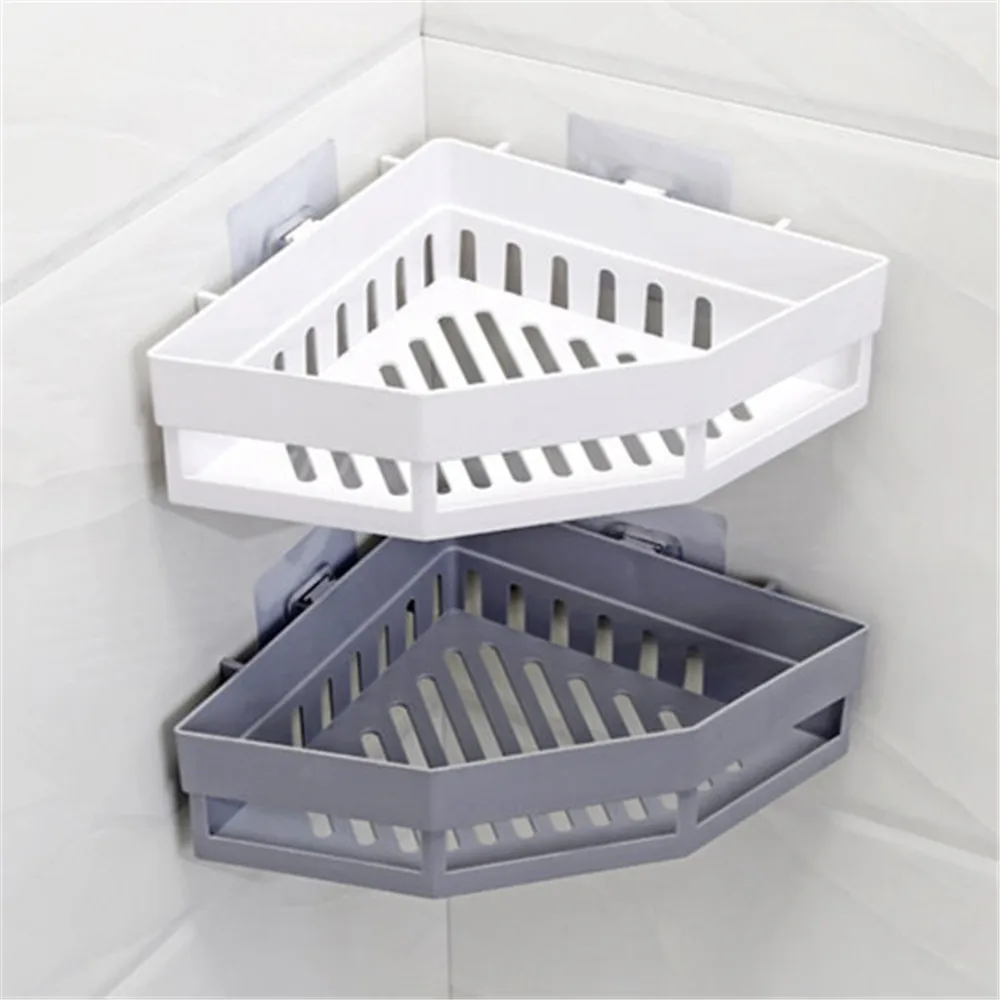 

1PC Traceless Plastic Bathroom Kitchen Storage Rack Organizer Shower Shelf Portable Lightweight Design Handy Basket Holder