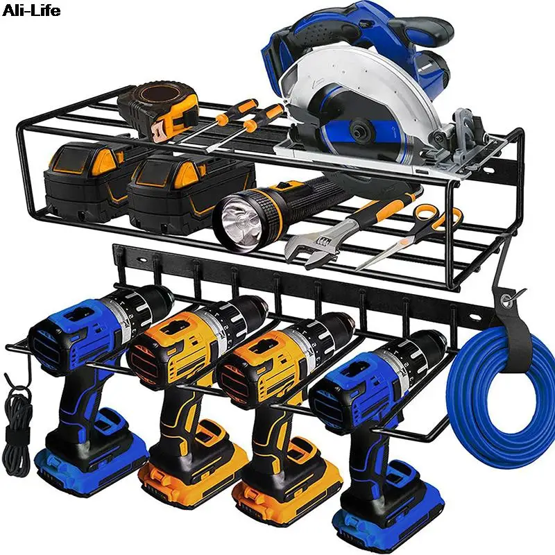 New Hand Power Tool Organizer Rack Wall Mounted Rustproof Tool Shelf Electric Drill Holders Heavy Duty For Workshop Garage