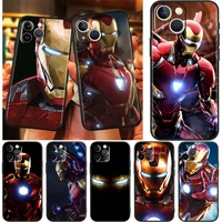 marvel iron man hot for apple iphone 13 12 11 pro max mini xs max x xr 6 7 8 plus 5s se2020 soft black phone case capa cover