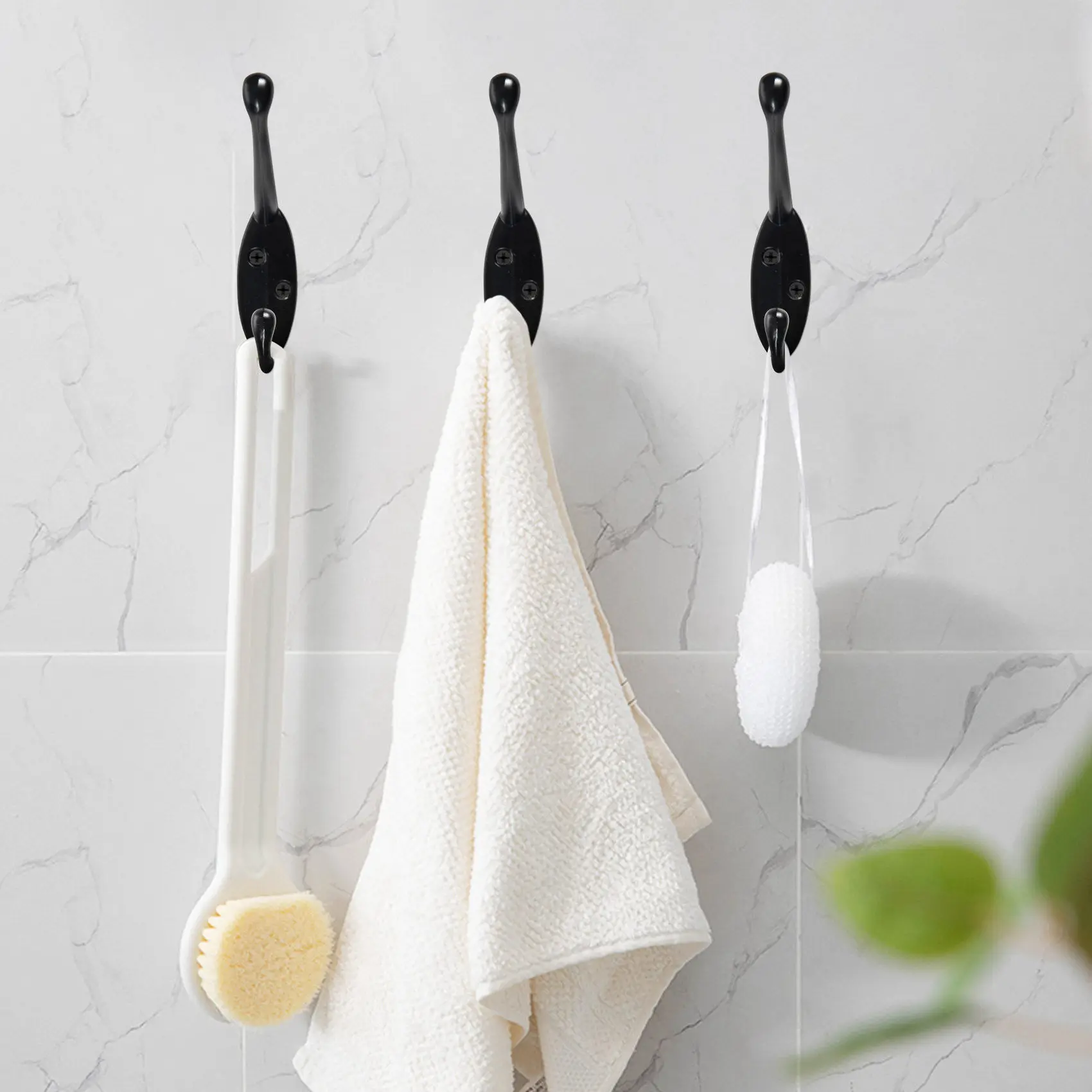 

9 Упаковок сверхмощных крючков для пальто, настенное крепление для фурнитуры шляпы, ретро вешалка для пальто с двумя зубцами с 20 винтами черного цвета