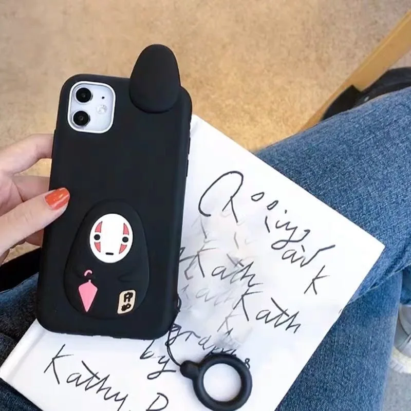 

Miyazaki Hayao Spirited Away No Face Man Cute Cartoon 3D Silicon Soft Case For Iphone 12 11 Pro X XS Max XR 8 7 Plus Phone Cover