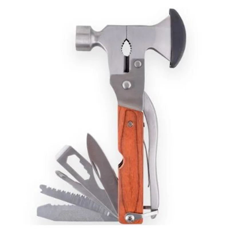 

Multifunctional Mini Hammer Portable Stainless Steel Outdoor Camping Survival Axe knife+Screwdriver+Saw+Wrench+ Rasper Hand Tool