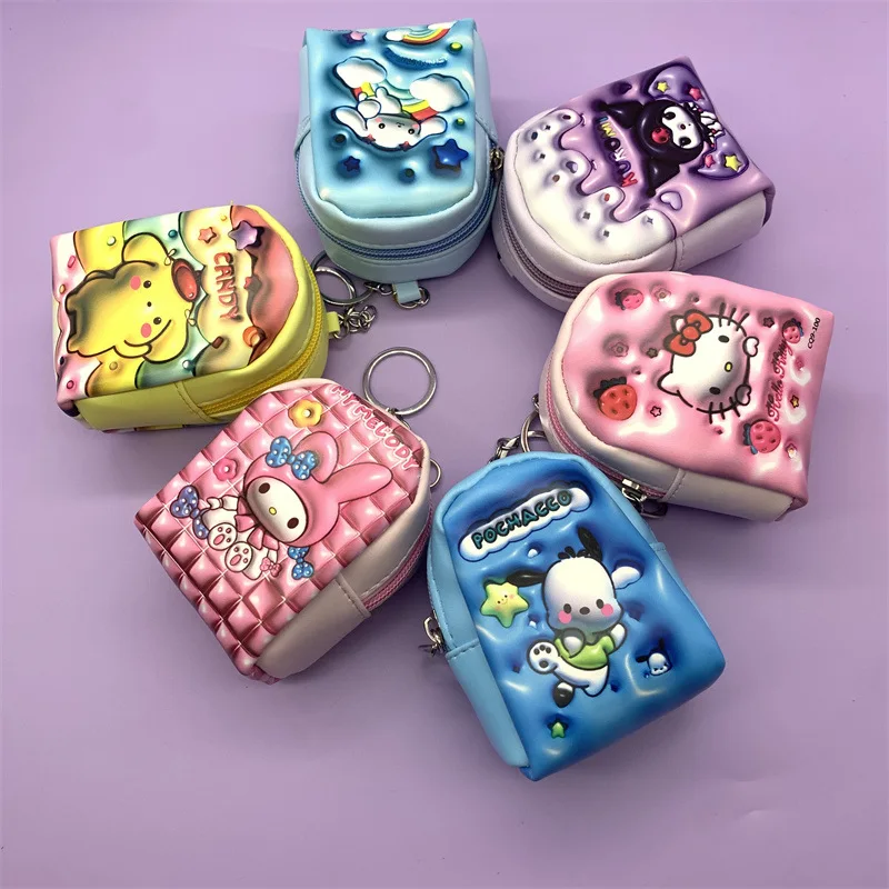 

Sanrio 3D стерео ощущение отека Kuromi Melody Hello Kitty школьный Портмоне кошелек наушники Монета Пакет полакко брелок подвеска