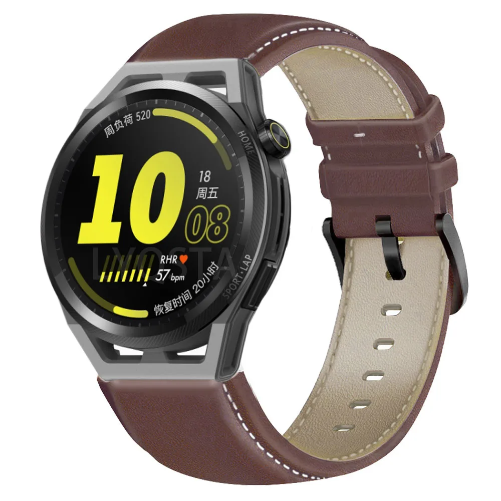 22mmGenuine Leather Smart Watch Strap For Huawei Watch GT3 Pro 46mm/GT 2 Pro/GT2 46mm Wristband Bracelet Replacement Accessories