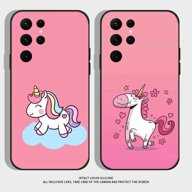 

Lovely Cartoon Unicorn Phone Case For Samsung S21 S22 Ultra S20 S30 plus S22 plus S23 S30ultra 5G Silicone Cover