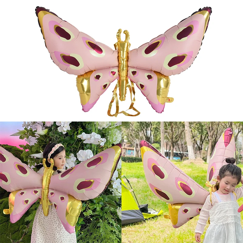 

Large Butterfly Foil Balloons 3D Strap Butterfly Wing Helium Balloon Baby Shower Birthday Party Decoration Kids Dress Up Balloon