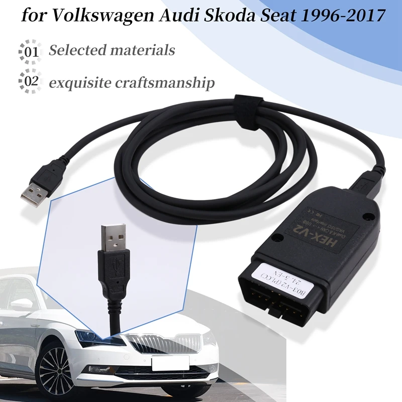 HEX-V2 VCDS 24 5 ATMEGA162 5054 Интерфейс USB 2.0 для VW Skoda Seat 1996-2017 английская версия