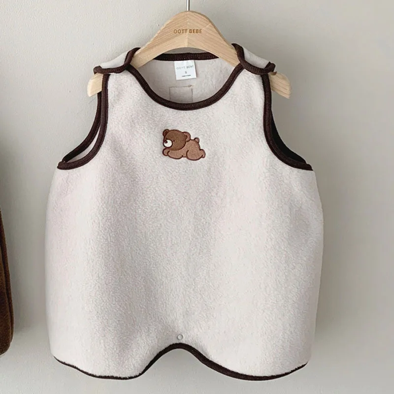 Baby Cartoon Vest Spring Autumn New Kids Long Vest Cute Bear Warm Vest Boys Cotton Sleeping Bag Baby Girl Pajamas Infant Clothes