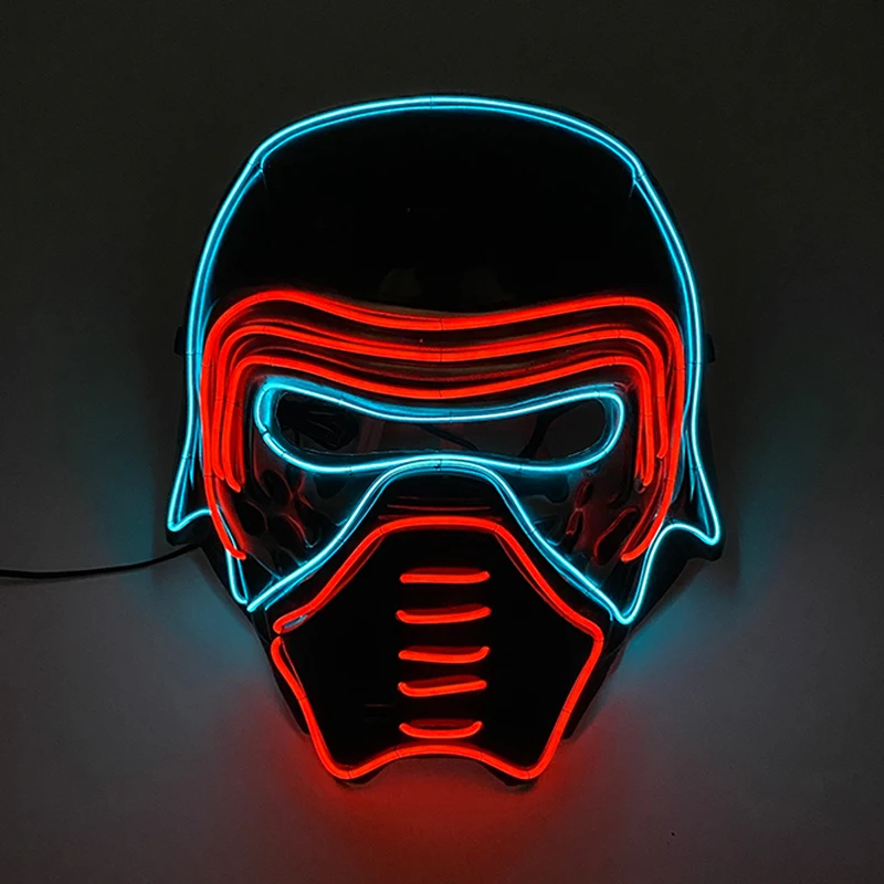 Маска для лица с подсветкой на Хэллоуин светодиодная светящаяся неоновая маска