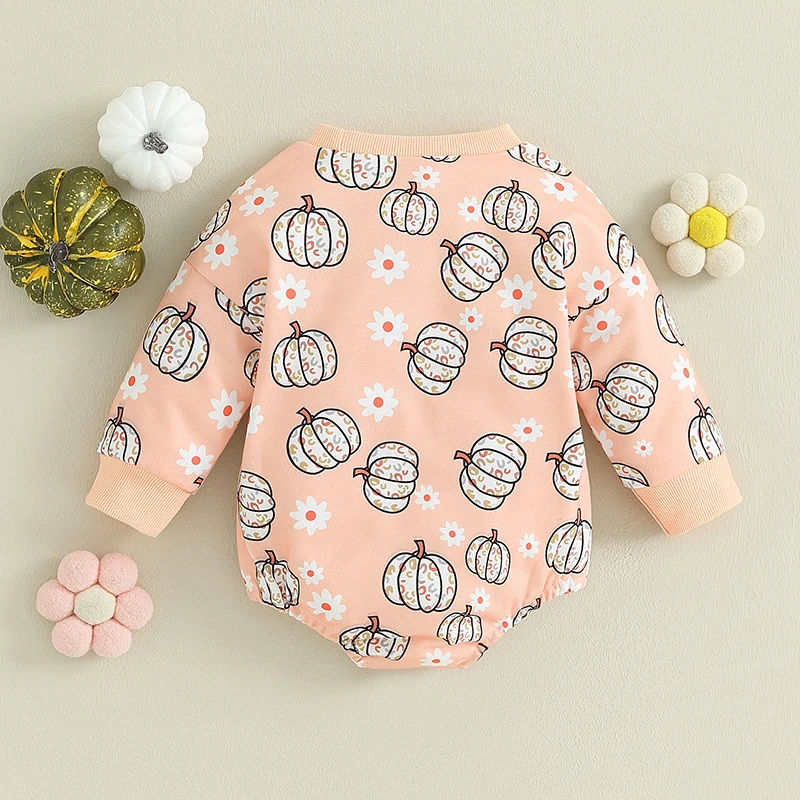 

Newborn Baby Boy Girl Halloween Outfits Infant Cute Pumpkin Sweatshirt Romper Bodysuit Fall Clothes
