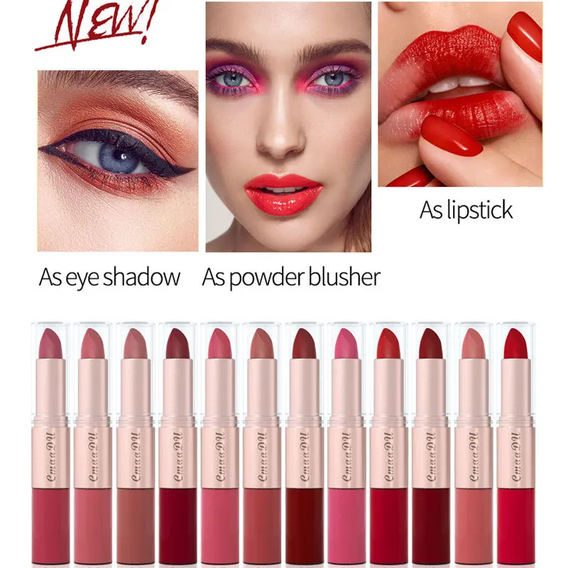 Набор из 3 предметов двусторонняя губная помада и блеск для губ долговечная