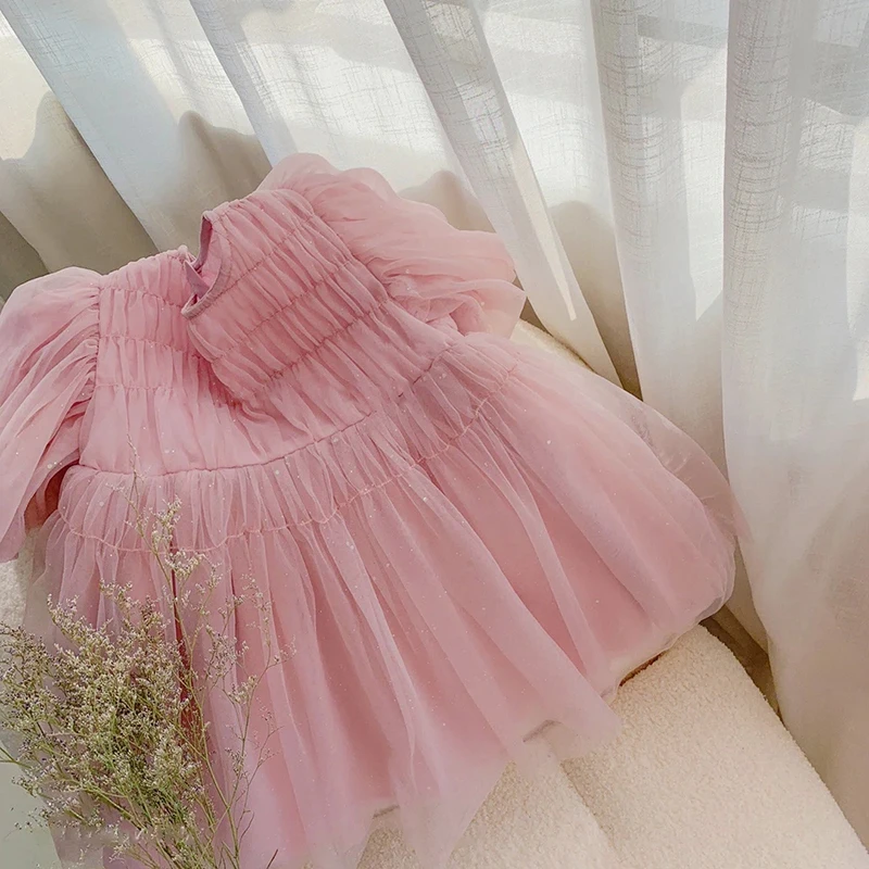 Girls Wedding Princess Dress Baby Kids Elegant Party Tutu Fluffy Prom Gown Children Mesh Clothes Evening Tulle Birthday Dresses images - 6