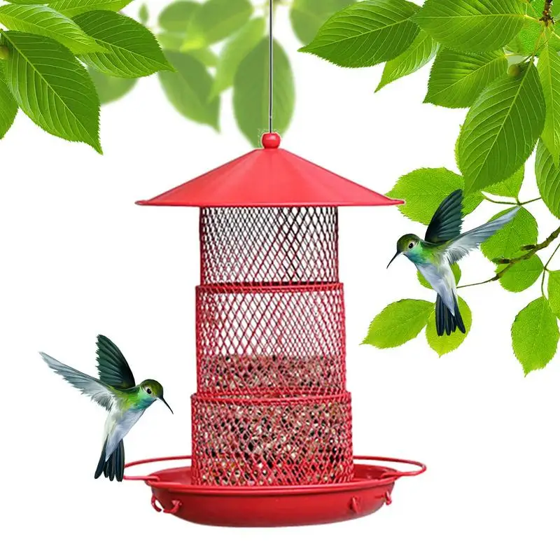 

Squirrel-Proof Pet Bird Feeder Outdoor Hanging Bird Feeders Metal 3-Layer Bird Water Drinker Hummingbird Feeding Supplies