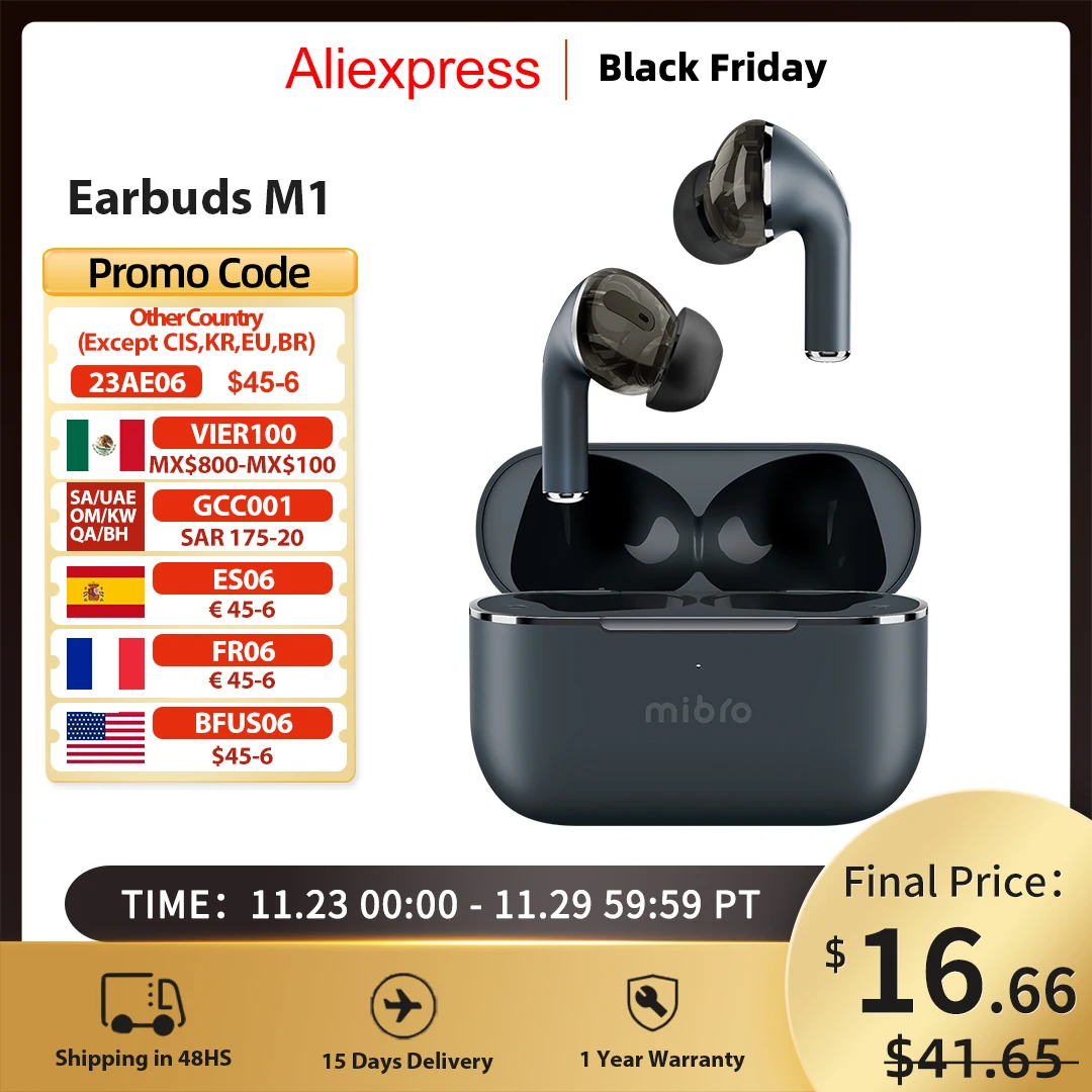 

Mibro Earbuds M1TWS Sports Bluetooth Earphone Wireless HiFi Stereo ENC Noise Reduction Headset Waterproof Headphones for Xiaomi