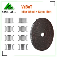 1set vzbot aluminium gt2 idler with 5m 2gt gates 6mm belt kit 20 tooth timing pulley wheel bore 5mm for 2gt 3d printer parts