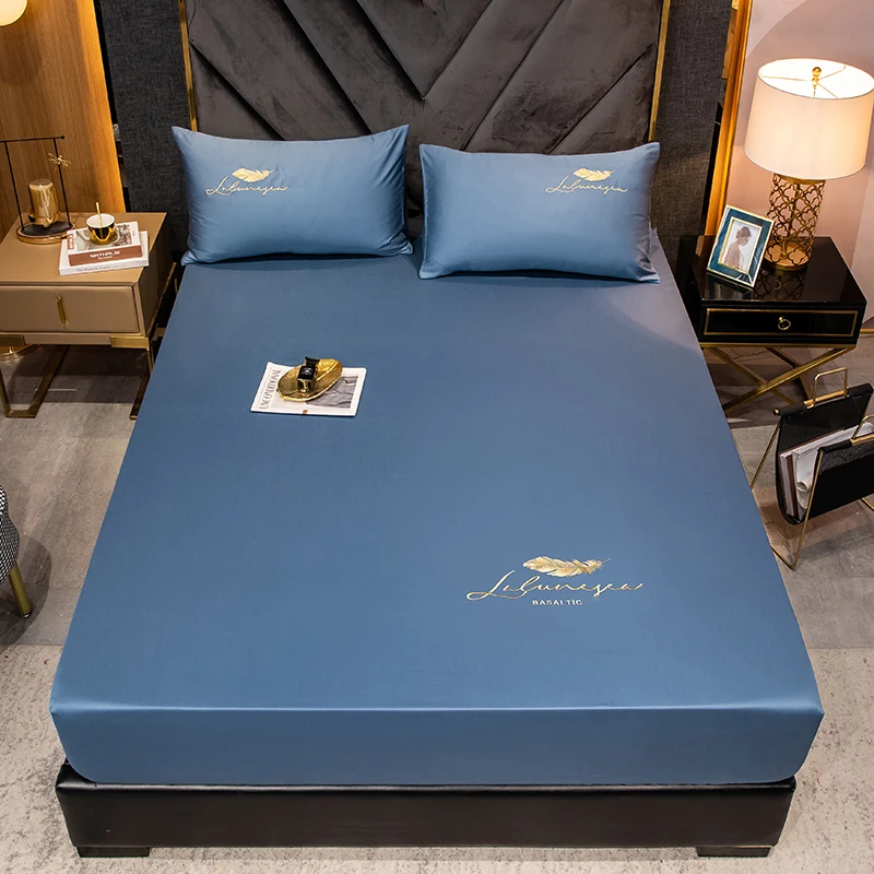 

600TC Egyptian Cotton Embroidery Quality Fitted Sheet Bed Sheet Corners With Elastic Band Mattress Cover Twin Queen King size#sw