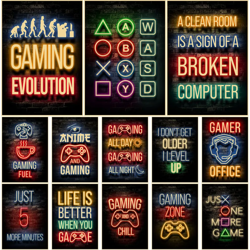 

Sleep Game Repeat Gaming Posters Wall Art Decor Kraft Paper Prints Paintings for Kids Boys Room Decoration Playroom Stickers