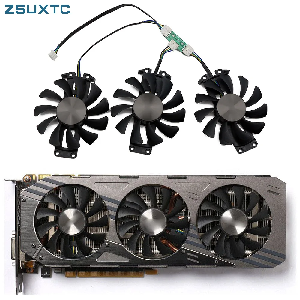 Фото Комплект из 3 вентиляторов 75 мм 4PIN GA81S2U для видеокарт ZOTAC Geforce GTX 980 4GD5 и GTX 970 AMP 4G. Подарок. №3