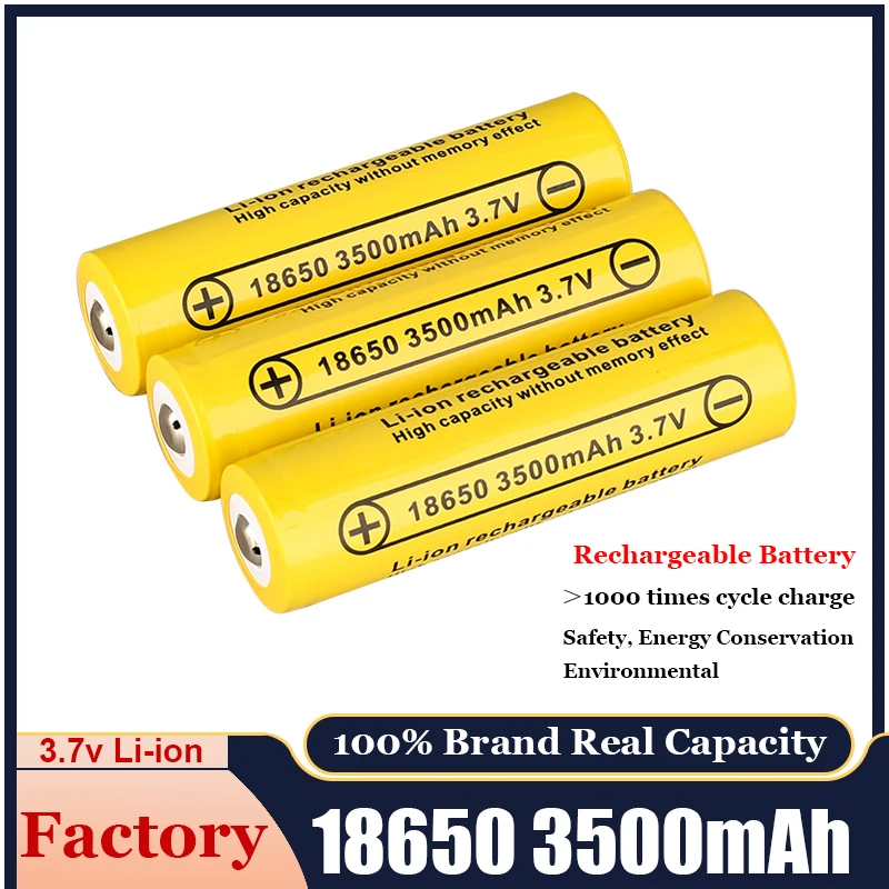 

100% Original Li-ion 3500mAh Real Capacity 3.7V 18650 Lithium Rechargeable Battery For Flashlight Batteries/UAV/Head Light