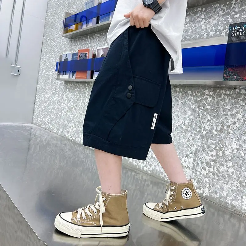 

Boys' Summer Fried Street Cargo Shorts 2023 New Foreign Style Thin Children's Handsome Five-point Pants Trendy Big Children's Ca