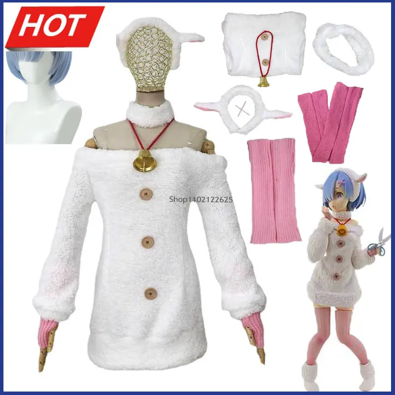 

Костюм для косплея аниме «Re: жизнь в другом мире от нуля», красное платье МИАН из Rem, белый костюм, парики для ролевых игр на Хэллоуин