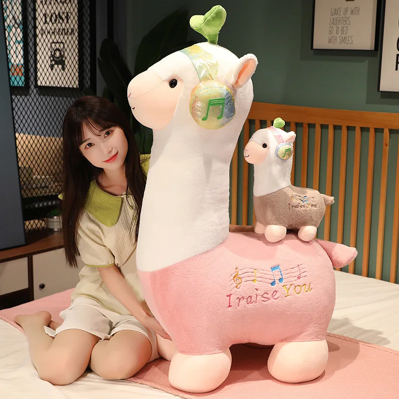 

25-68 см Kawaii Alpaca плюшевые игрушки мягкие набивные животные Альпака с наушниками кукла реальный подарок на день рождения для детей девочек