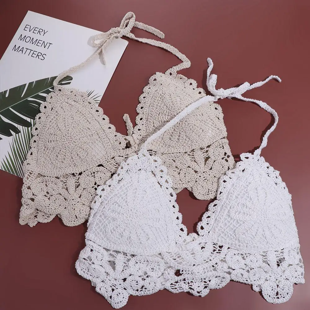 Ажурный жилет в богемном стиле вязаные укороченные топы без рукавов этническом