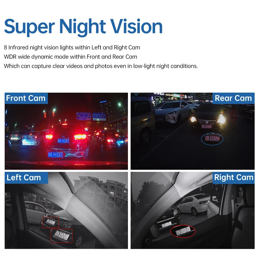 4-канальный 360-градусный GPS WIFI видеорегистратор 4*1080P HD для автомобильного