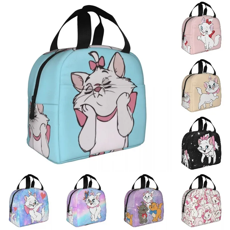 

Kawaii Marie Insulated Lunch Bag for School Office Resuable Cooler Thermal Funny Cat Kitten Bento Box Women Kids Food Tote Bags