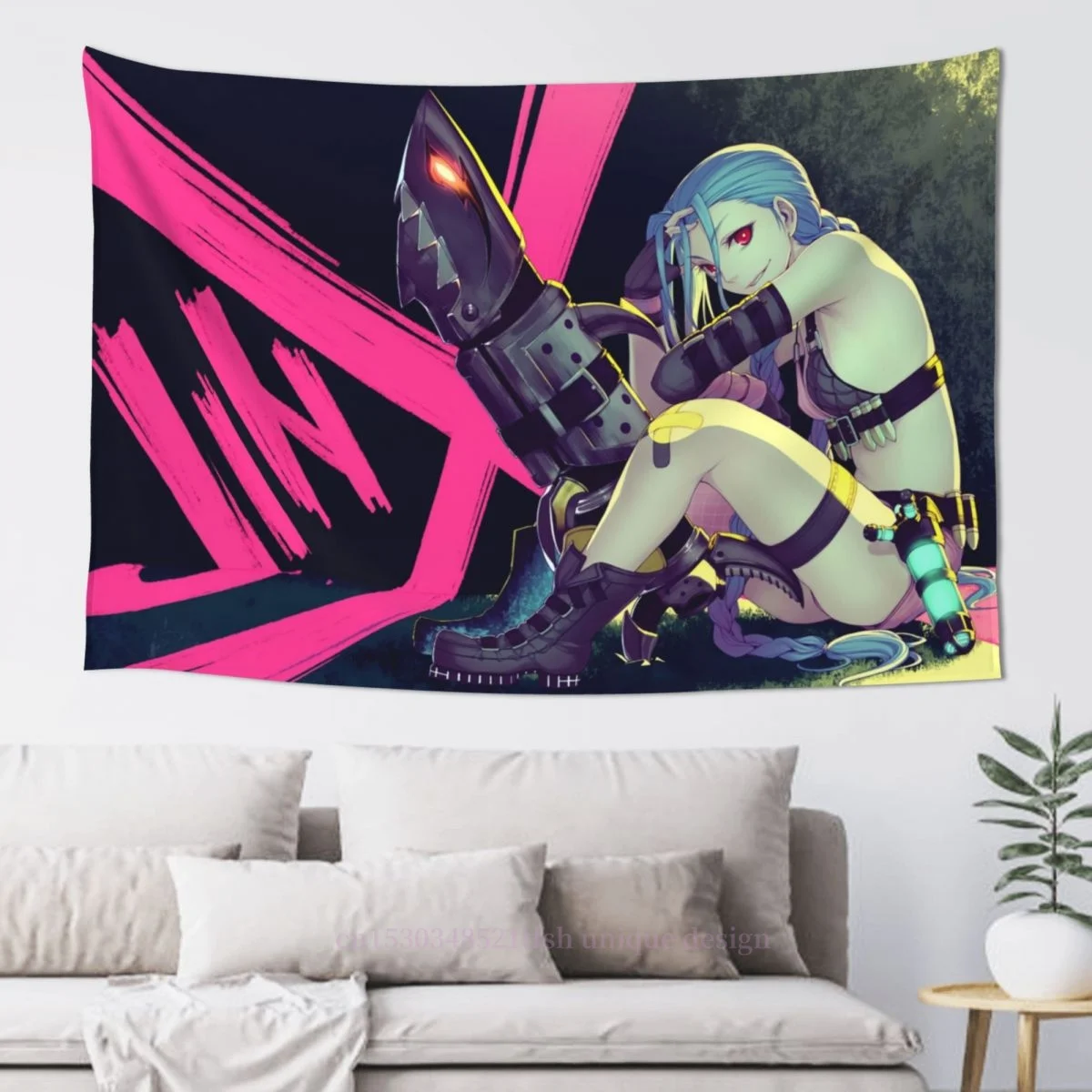 

Jinx Arcane LOL Cloth Large Tapestry Wall Hanging Home Room Decor Aesthetic Decoration