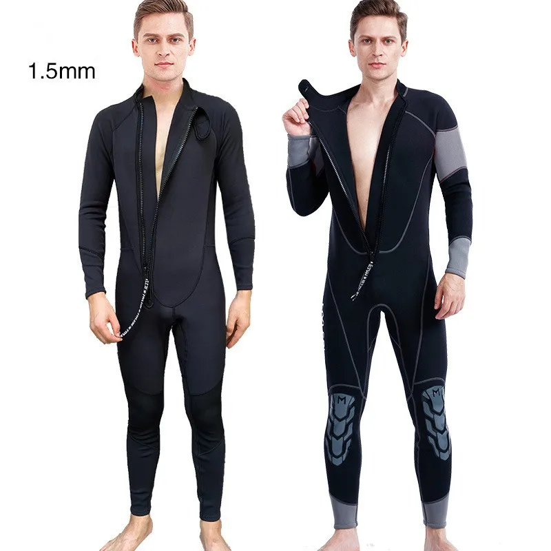 1.5MM Men Neoprene One Piece Snorkeling Front Zip Surfing WetSuit Scuba Keep Warm UnderWater Hunting Kayaking Swim Diving Suit