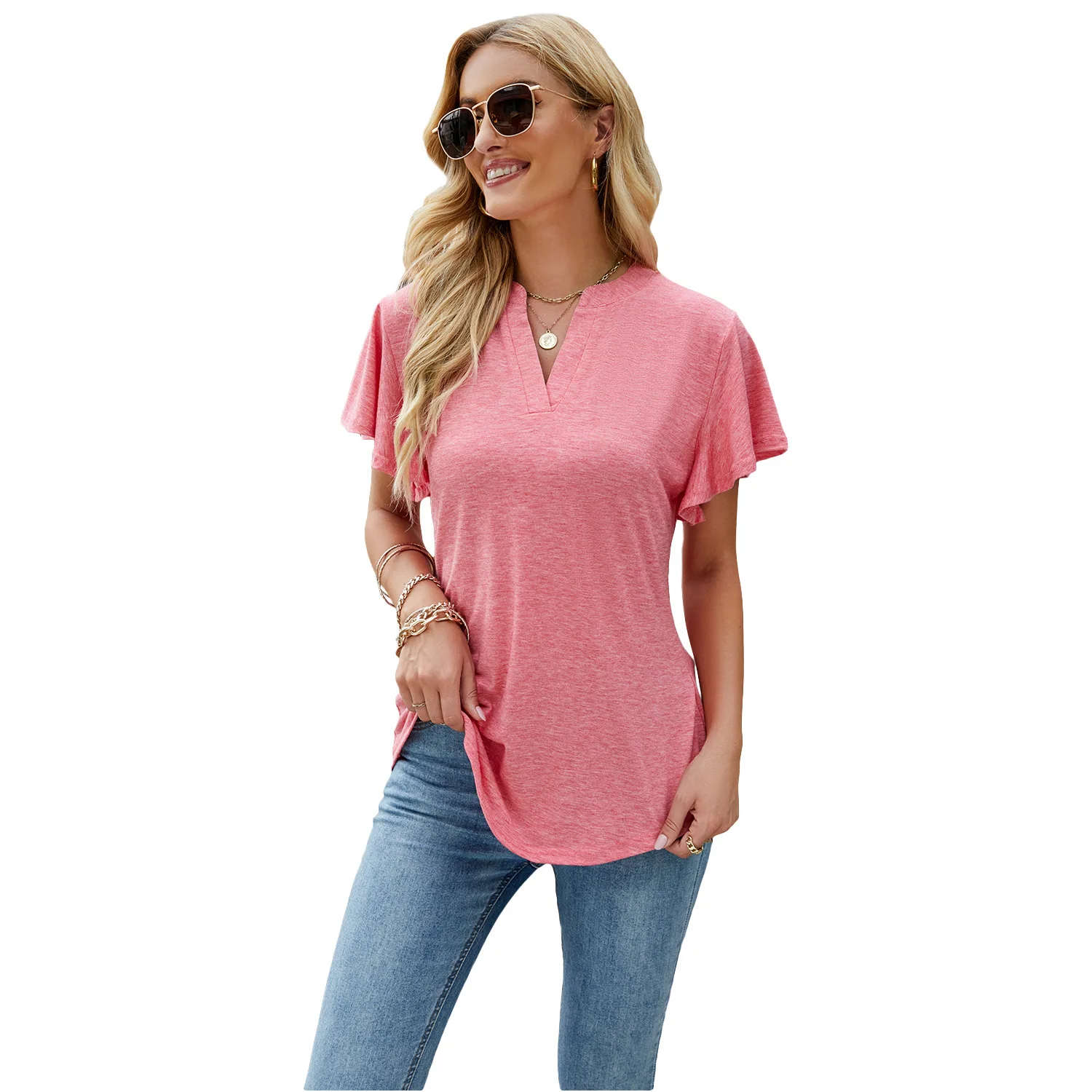 

2022 Women's Pregnant Women's Summer New V-neck T-Shirt Short Sleeve GRAY22