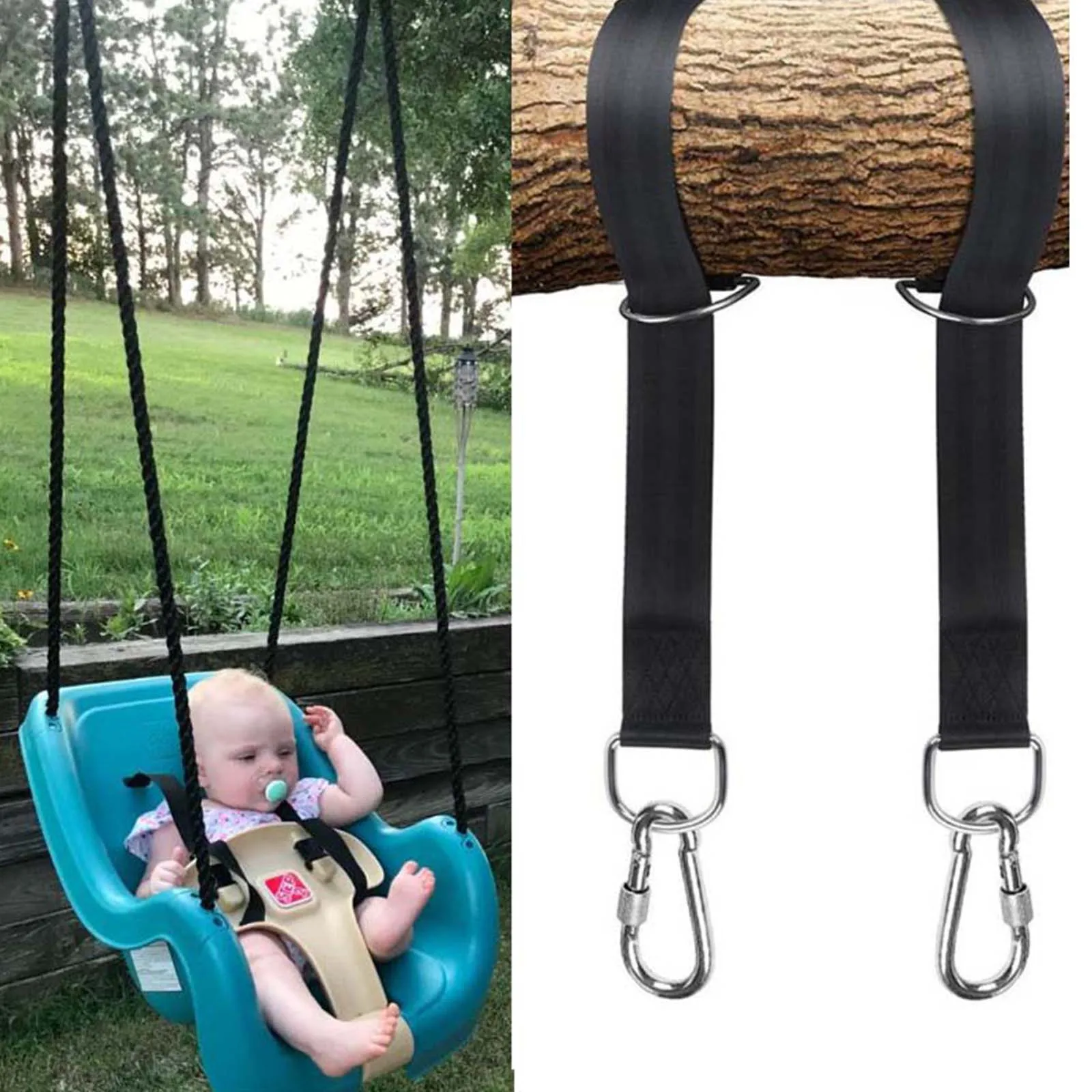 

Tree Swing Hanging Swing Straps Kit Nylon Carabiners Camping Hiking Accessoreis Equipments For Camping Hiking