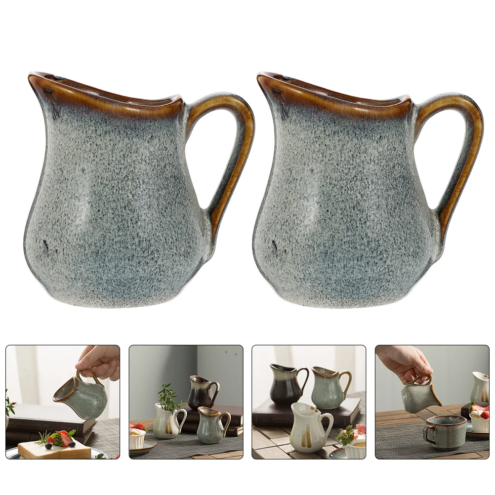 

Pitcher Creamer Ceramic Jug Cream Cup Pourer Mini Sauce Frothing Coffee Gravy Dispenser Espresso Porcelain Handle Serving