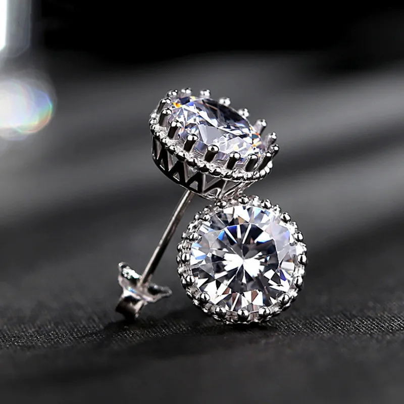 

Huitan Female Luxury Round Cubic Zirconia Earrings Crystal CZ Shiny Women Accessories High Quality Silver Color Trendy Jewelry