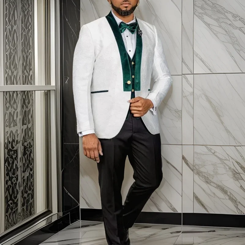 Свадебный костюм для мужчин комплект из 3-х предметов приталенный цветочный