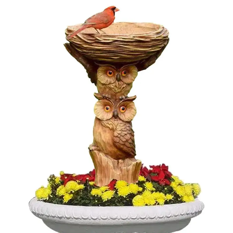 

Garden Bird Bath Owl Resin Bird Baths For Outdoors With A Protective Coating Garden Decoration Bird Bath Accessory Waterproof