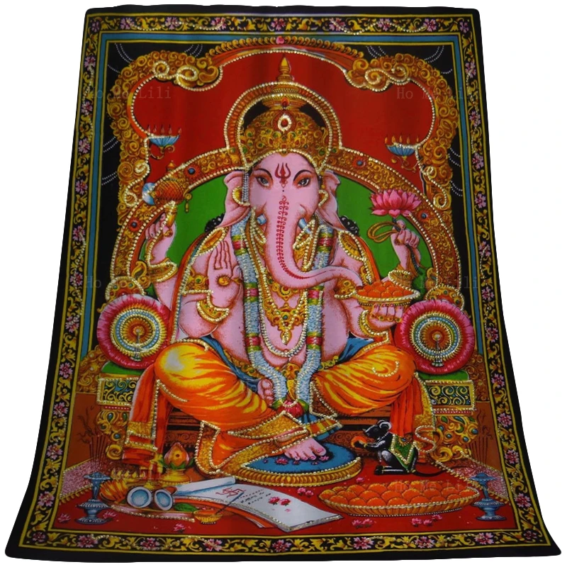 

Hindu God Lord Ganesha Krishna Playing The Flute Nation Boho Religious Warm Soft Flannel Blanket By Ho Me Lili Home Decor
