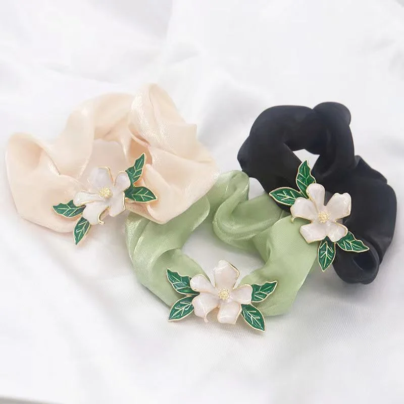 Элегантная женская веревка для волос с цветком гардении резинка шелковистая