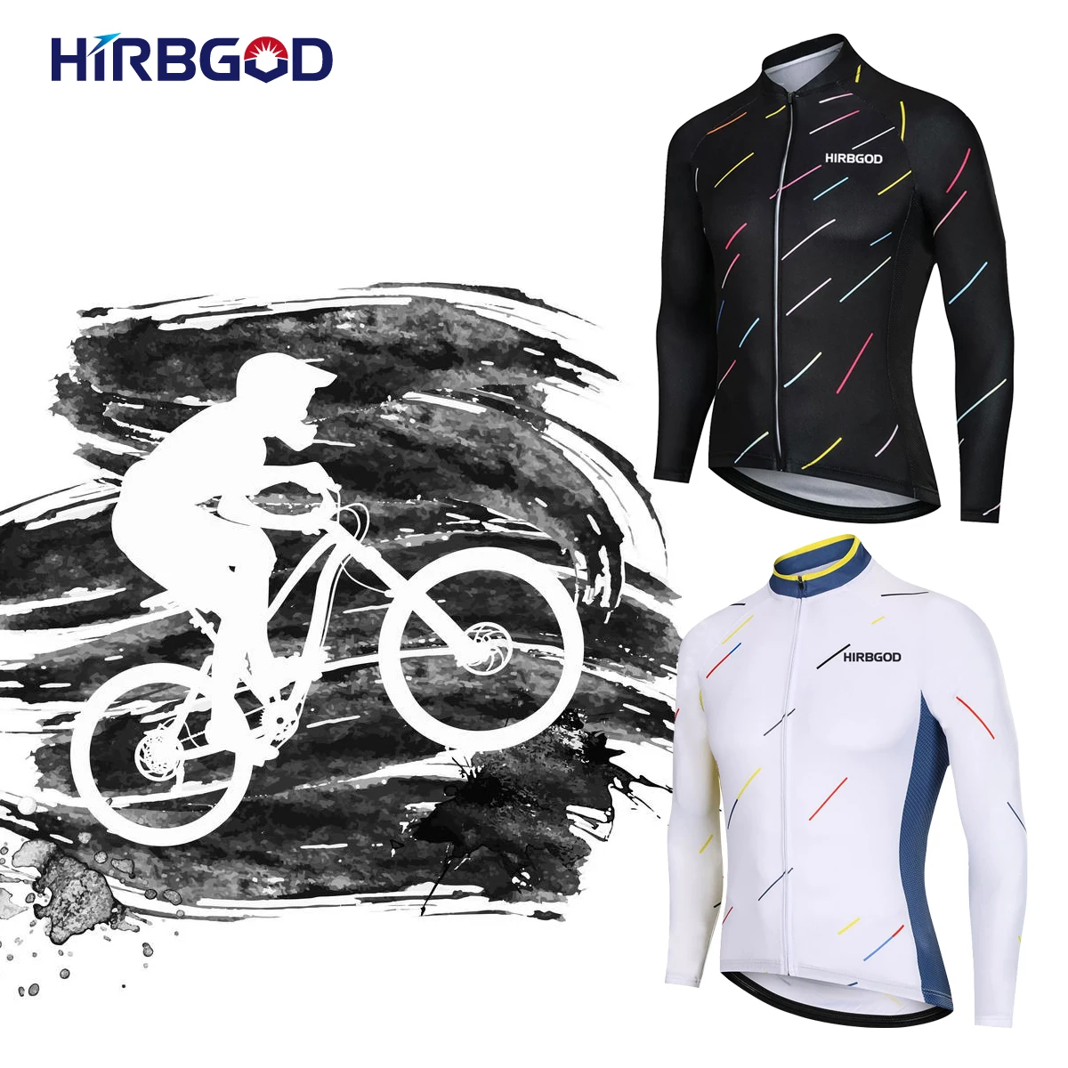 

HIRBGOD Men's With Reflective Effect Cycling Jersey New Style Spring Long Sleeve Bicycle Clothing Maillot Ciclismo Sportwear