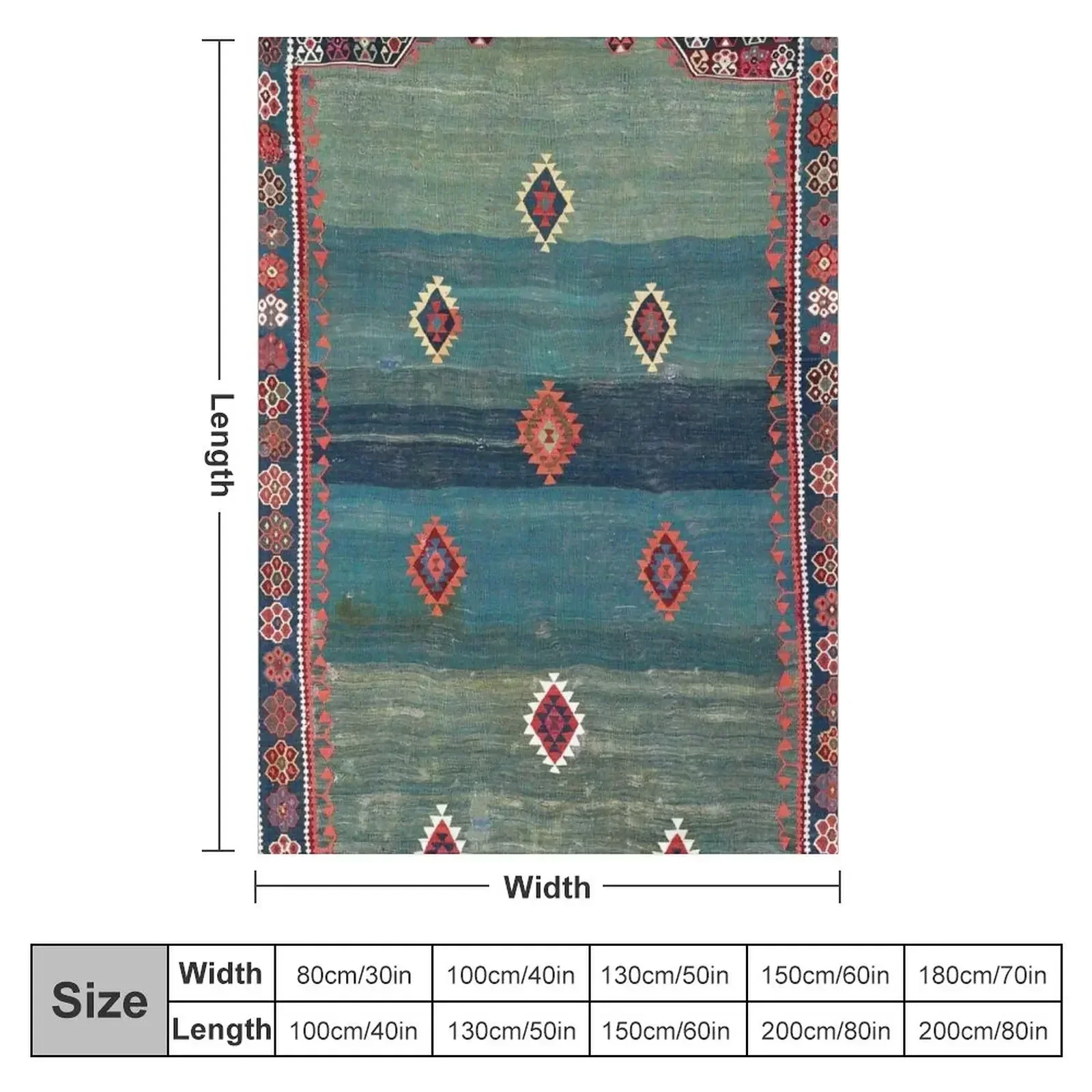 Фото Sivas антикварное турецкое нишевое одеяло с принтом Kilim, роскошные одеяла люксового бренда №2