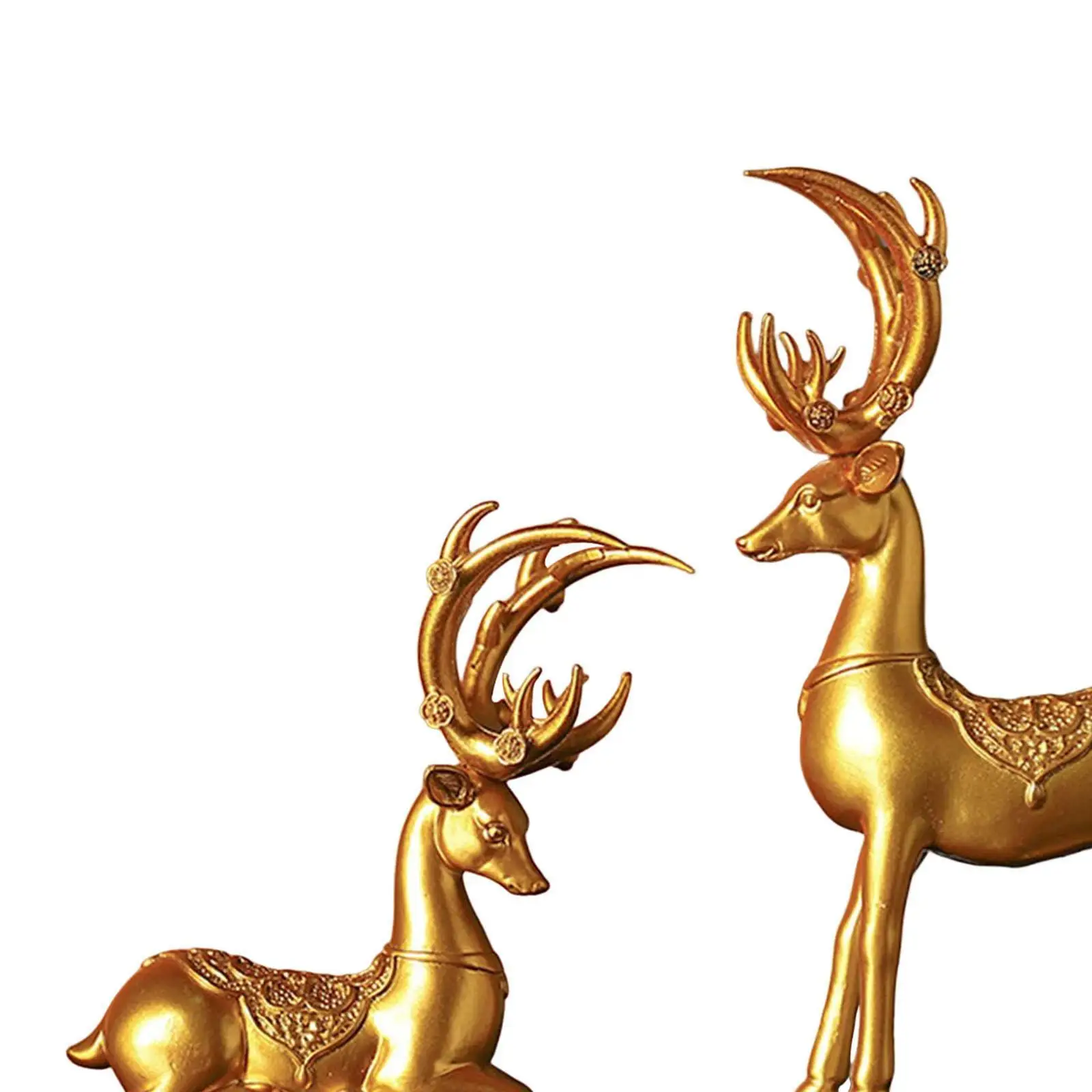 

2x Deer Figurines Sculpture Animal Statue for Tabletop Bookcase Decoration Blue