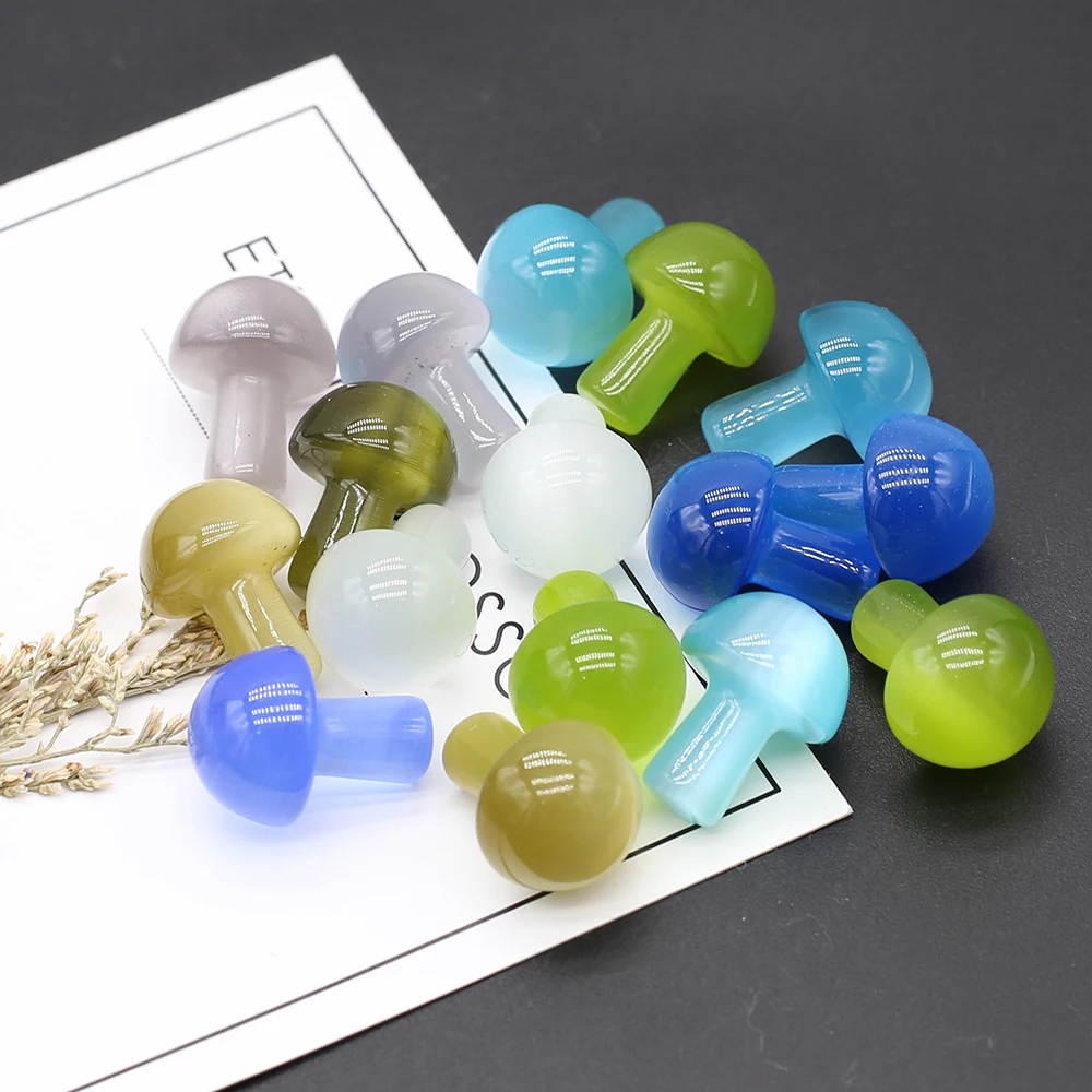 

5pcs Natural Agates Mushroom Shape Mixed Colors Clear Quartzs White Green Yellow Stone Beads Women Ornaments Gift Size 15x20mm