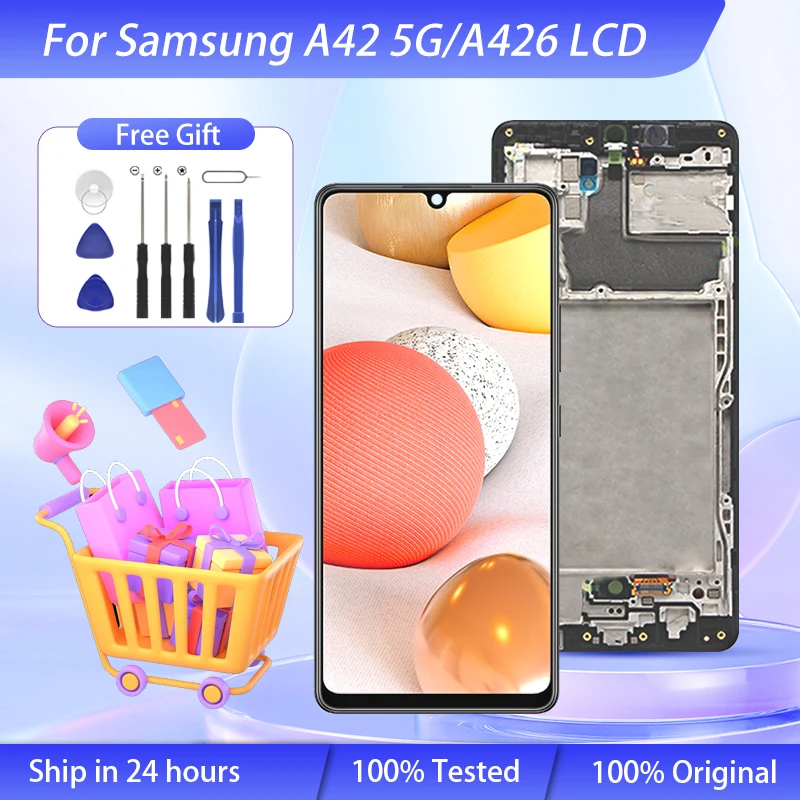 

Wholesale 6.6 Inch A426 Display For Samsung Galaxy A42 5G LCD Touch Digitizer A426B A426U A426N Assembly Replacement With Frame